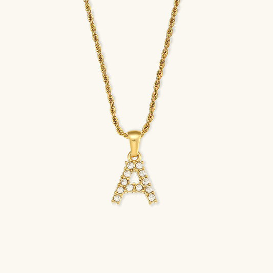 Maeve Letter Initial Diamante Colar
