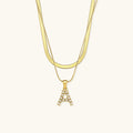 Fiona Layered Ouro Initial Letter Colar