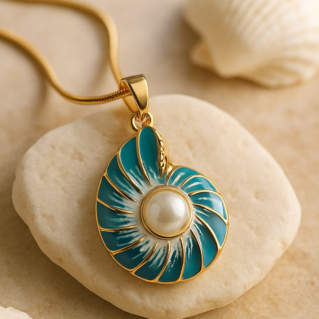 Seashell Pérola Ouro Colar