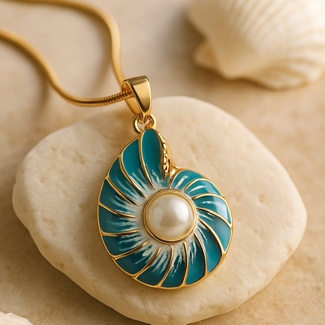Seashell Pérola Ouro Colar