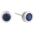 Safira Bezel Brincos de Pressão | Branco Ouro