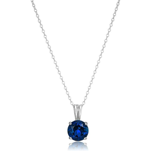 Round Cut Safira Colar | Branco Ouro