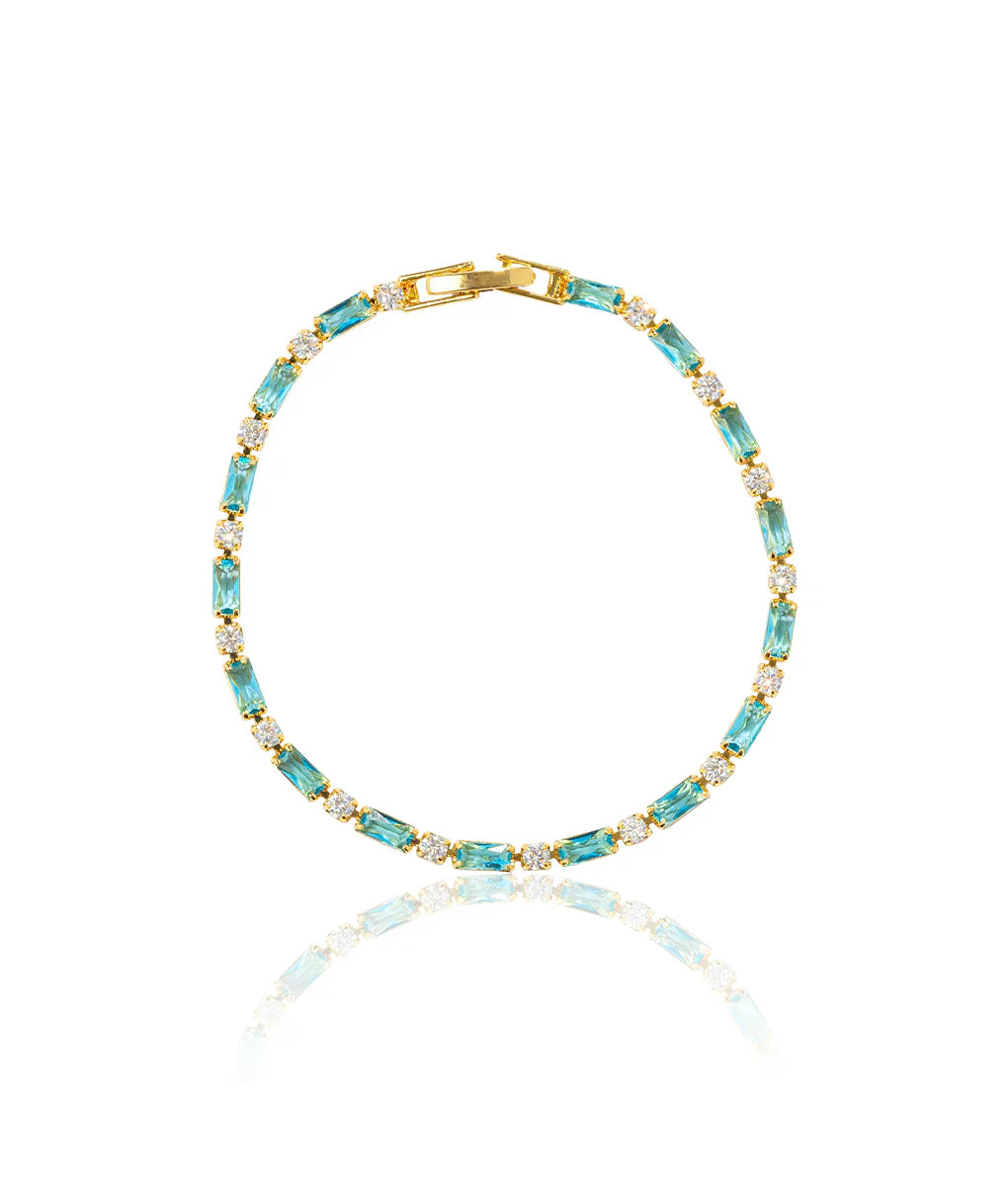 Natural Turquesa Pedra Pulseira | Ouro