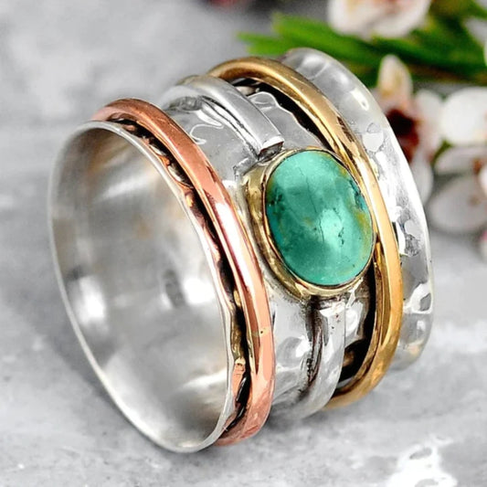 Prata Ouro and Rose Ouro Bezel Accent Anel