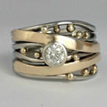 Prata and Ouro Bezel Wrap Anel