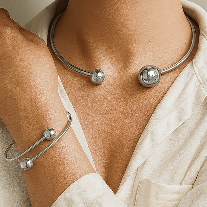 Minimalist Glow Collar & Cuff Conjunto de Pulseiras | Ouro