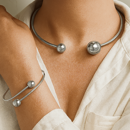 Minimalist Glow Collar & Cuff Conjunto de Pulseiras | Ouro