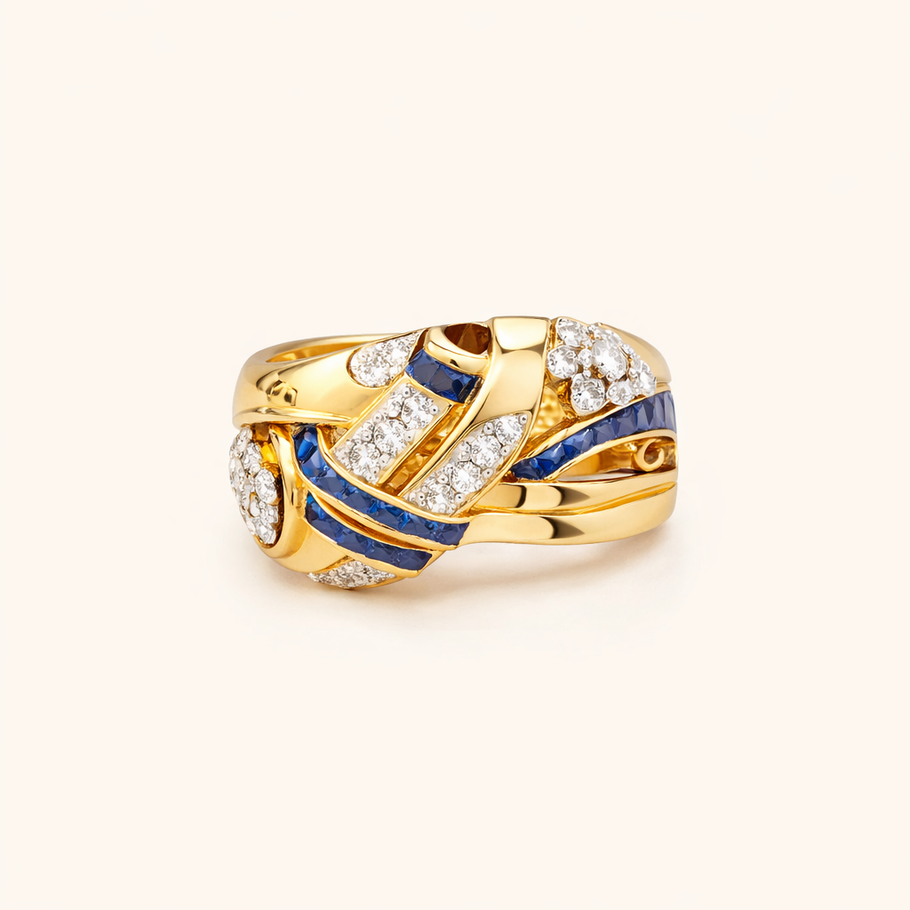 Ouro Vintage Zirconia Anel