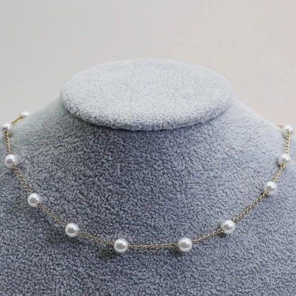 Ouro Spaced Pérola Chain Colar