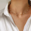 Ouro Spaced Pérola Chain Colar