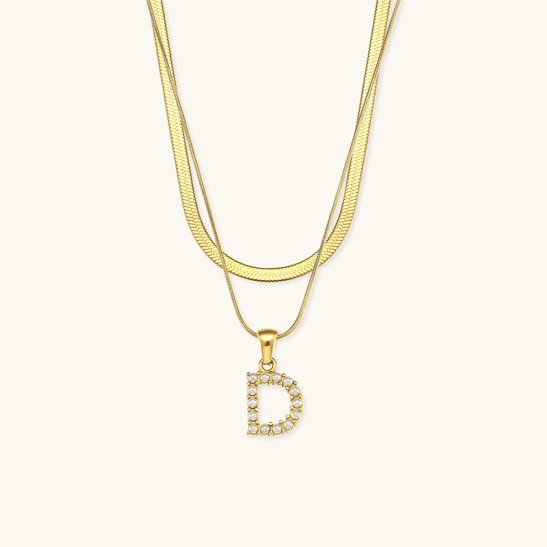 Fiona Layered Ouro Initial Letter Colar