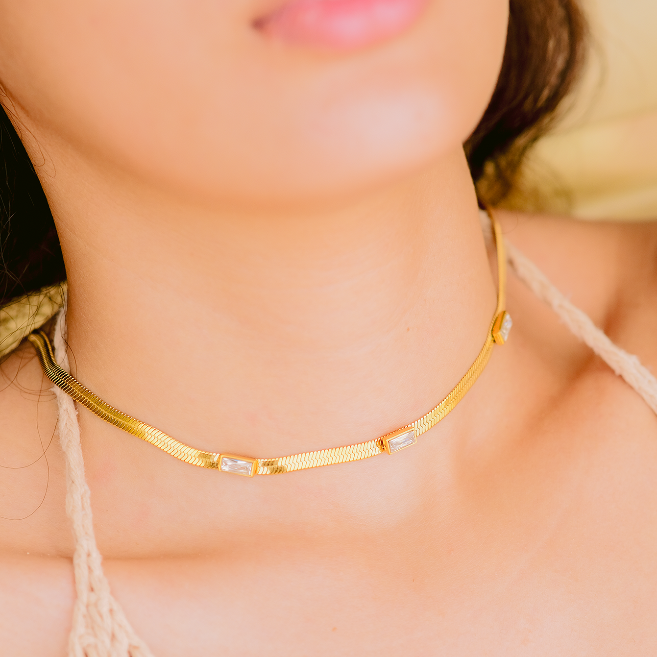 Eve Herringbone Ouro Colar