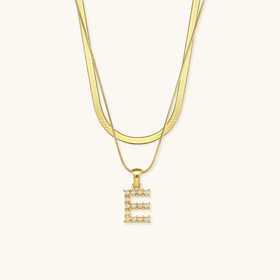 Fiona Layered Ouro Initial Letter Colar