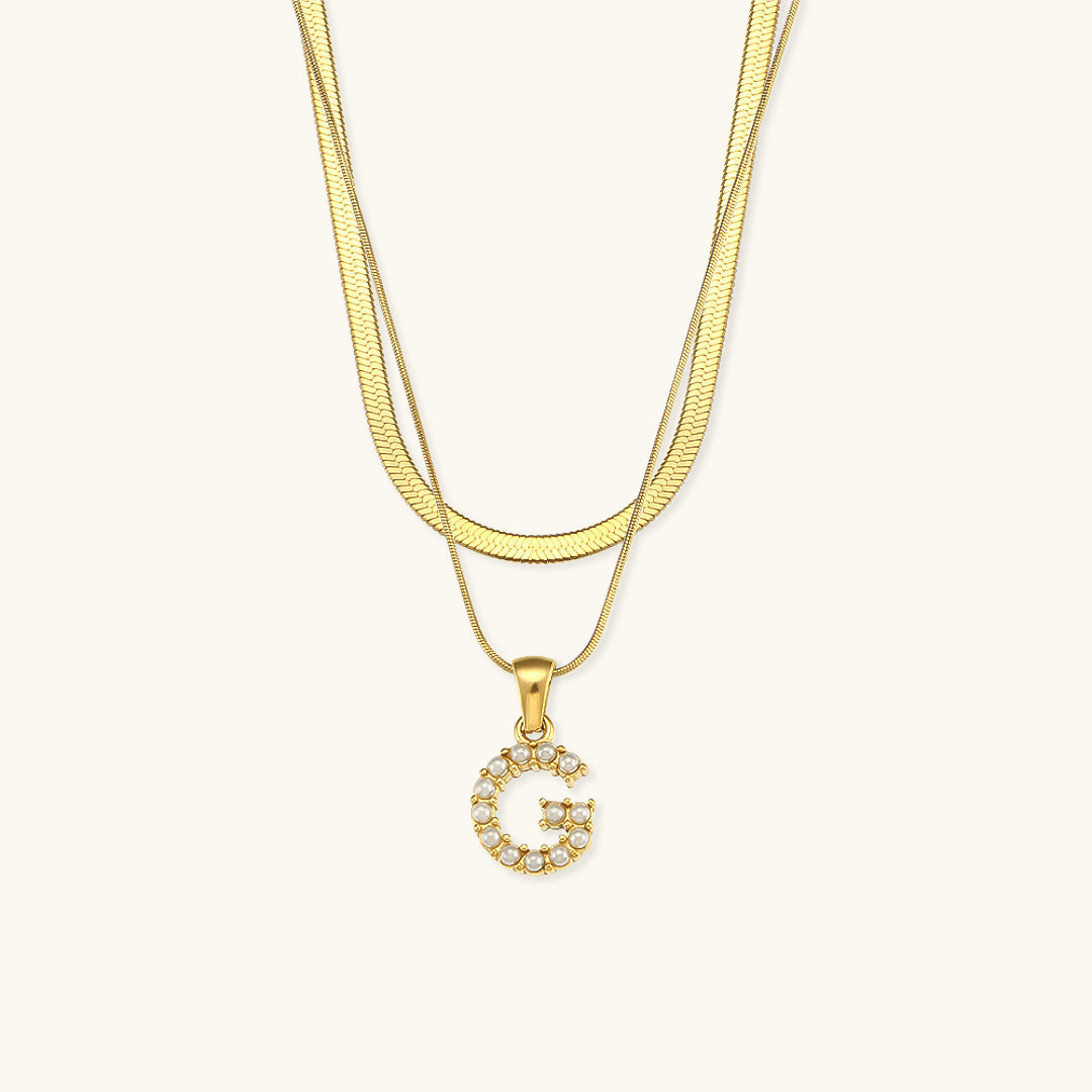 Fiona Layered Ouro Initial Letter Colar
