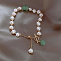 Freshwater Pérola & Jade Pulseira