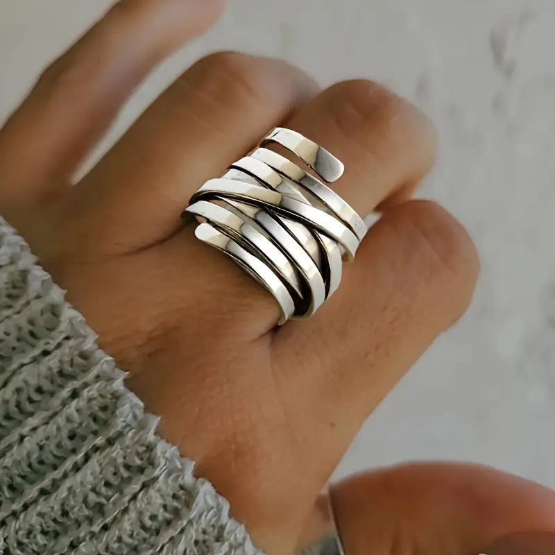 Prata Multi Band Wrap Anel