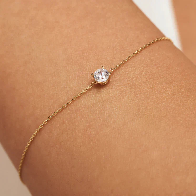 Cléa Moissanite Pedra Pulseira | Ouro
