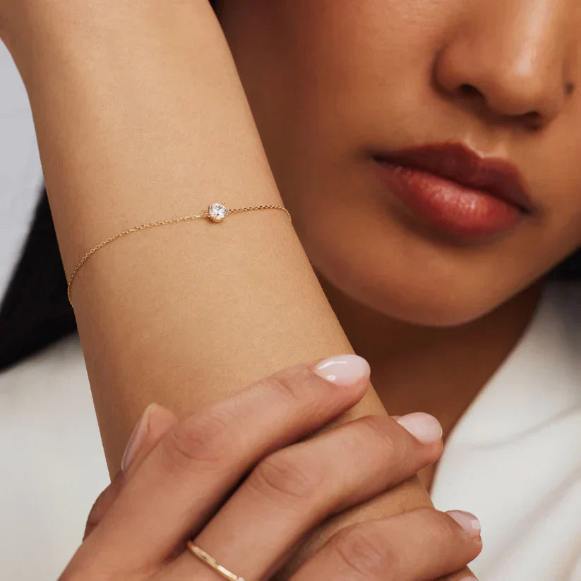 Cléa Moissanite Pedra Pulseira | Ouro