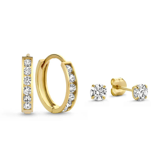 Dara Brillane Pedra Brincos Conjunto | Ouro