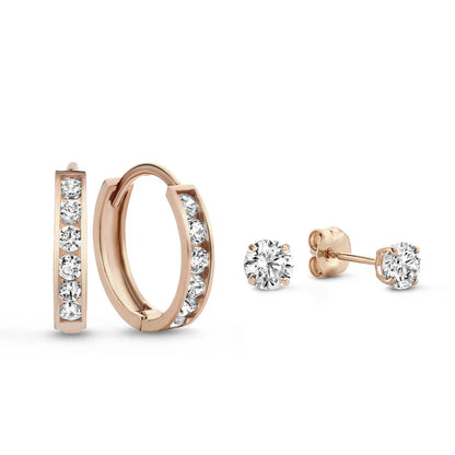 Dara Brillane Pedra Brincos Conjunto | Ouro