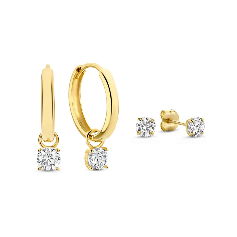 Larmes de Lune Pedra Brincos Conjunto | Ouro