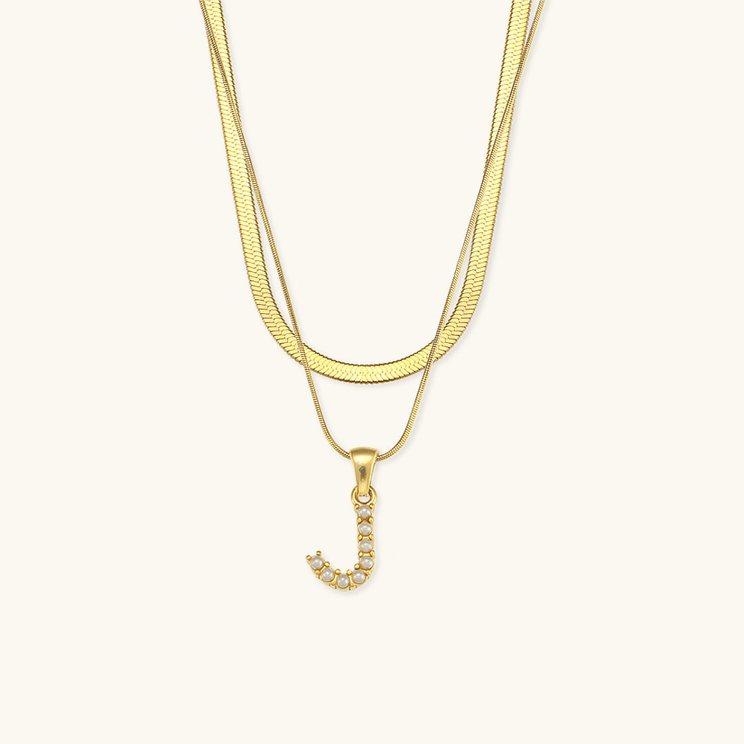 Fiona Layered Ouro Initial Letter Colar