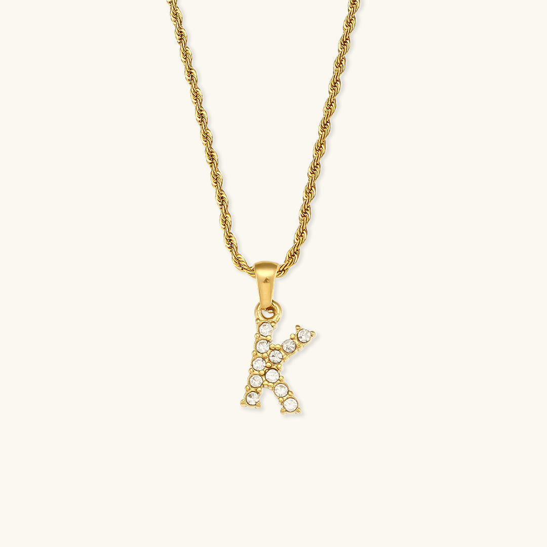 Maeve Letter Initial Diamante Colar