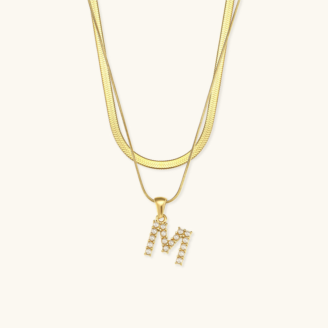 Fiona Layered Ouro Initial Letter Colar