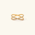 Nia Ouro Diamante Cross Anel