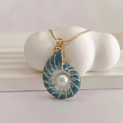 Seashell Pérola Ouro Colar