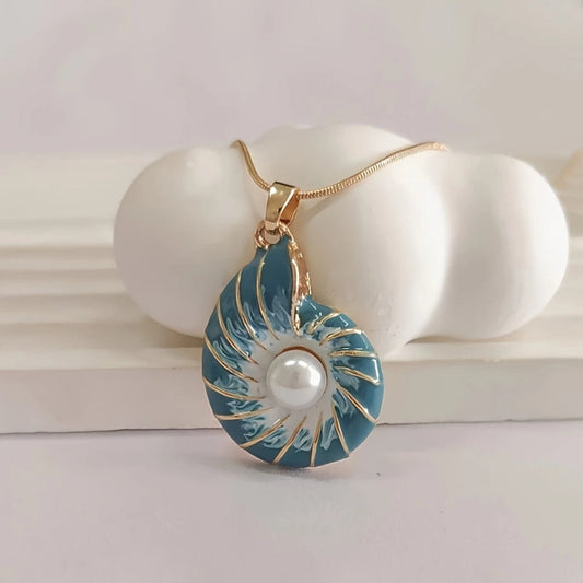 Seashell Pérola Ouro Colar