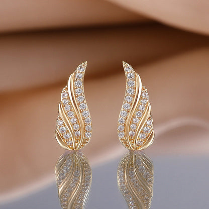 Modern Leaf Pave Brincos | Ouro