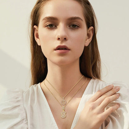 Pave letter initial conjunto de colares | Ouro