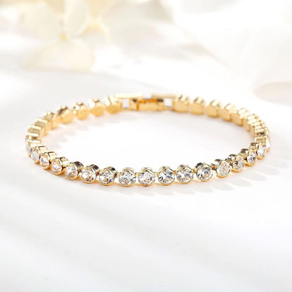Round Cut Pulseira Tennis | Ouro
