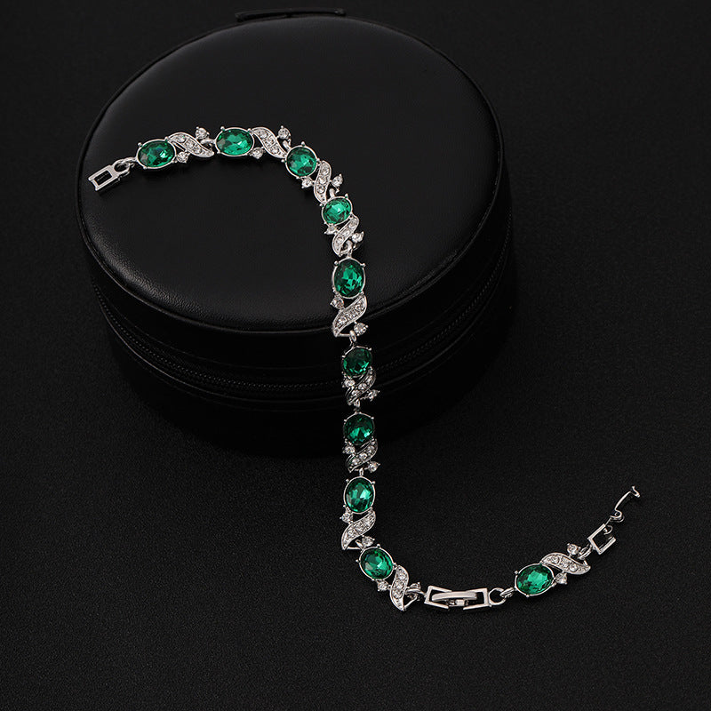 Prata Esmeralda Vintage Link Pulseira