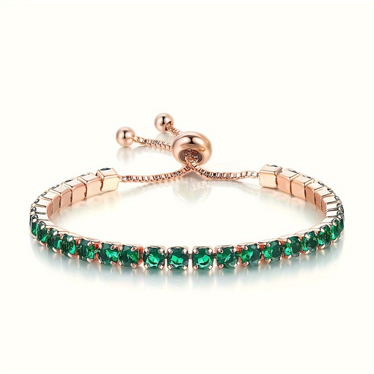 Ouro Esmeralda Adjustable Pulseira Tennis
