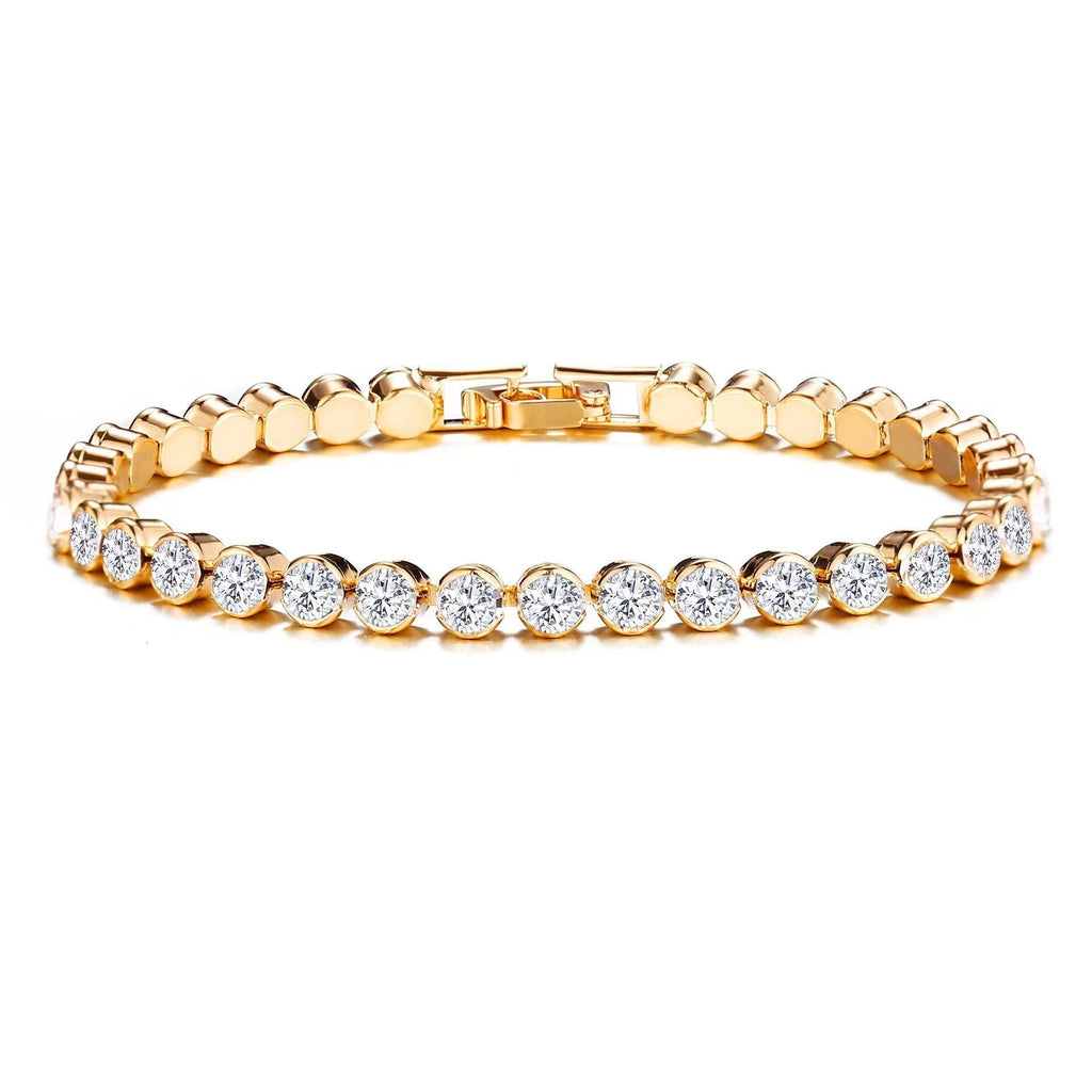 Round Cut Pulseira Tennis | Ouro