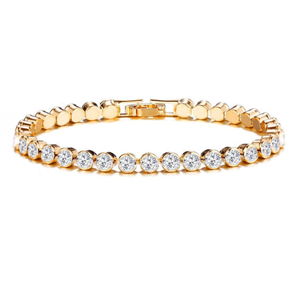 Round Cut Pulseira Tennis | Ouro