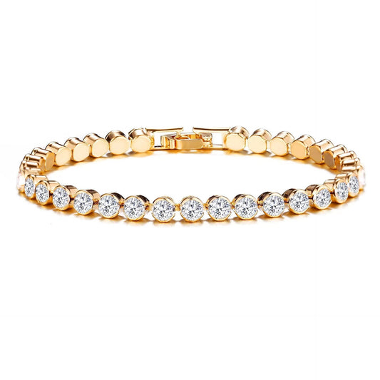 Round Cut Pulseira Tennis | Ouro