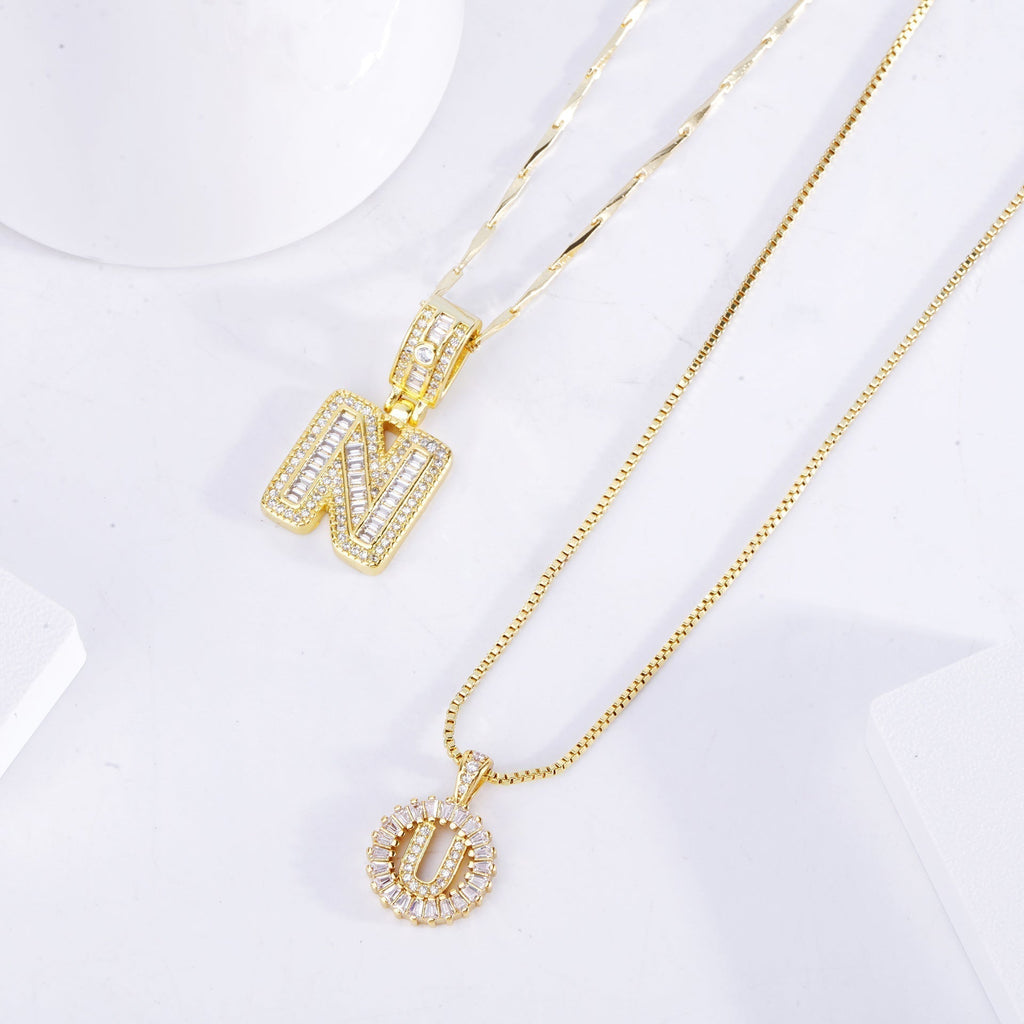Pave letter initial conjunto de colares | Ouro