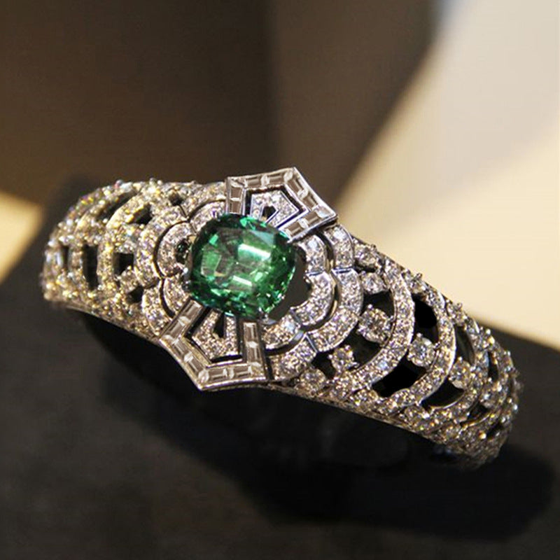 Esmeralda Art Deco Anel | Branco Ouro