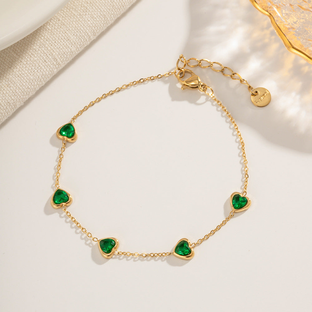 Francia Green Coração Pulseira
