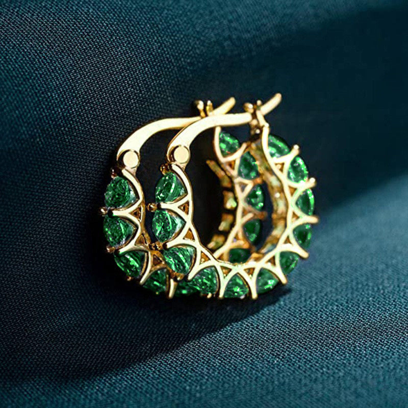 Ouro Esmeralda Lattice Brincos de Argola