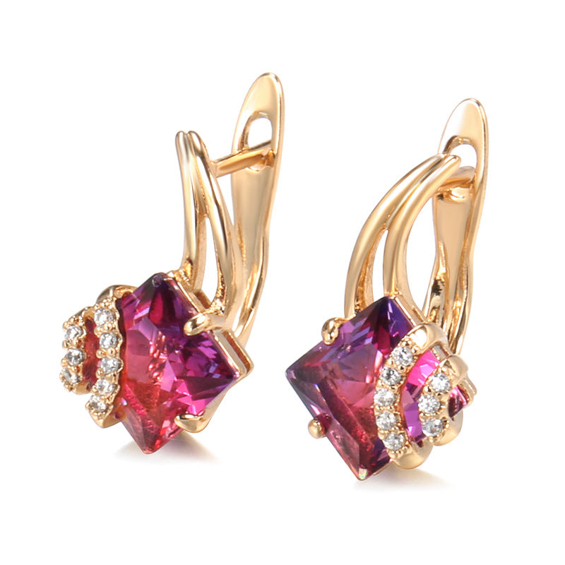 Crimson Square Cristal Brincos | Rosegold