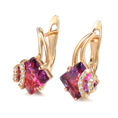Crimson Square Cristal Brincos | Rosegold