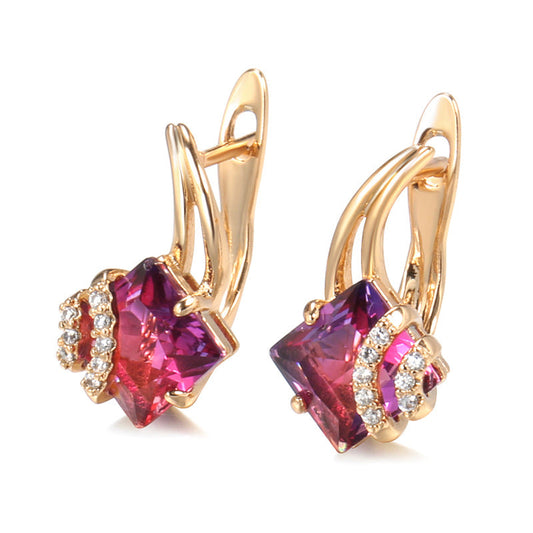Crimson Square Cristal Brincos | Rosegold