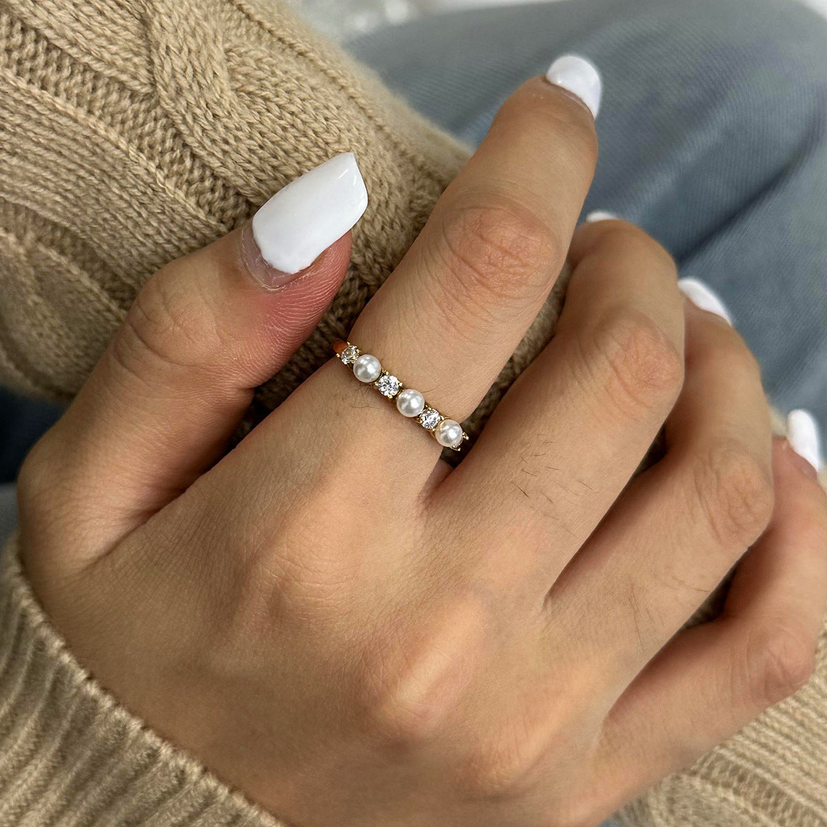 Keisha Diamante Anel de Pérolas
