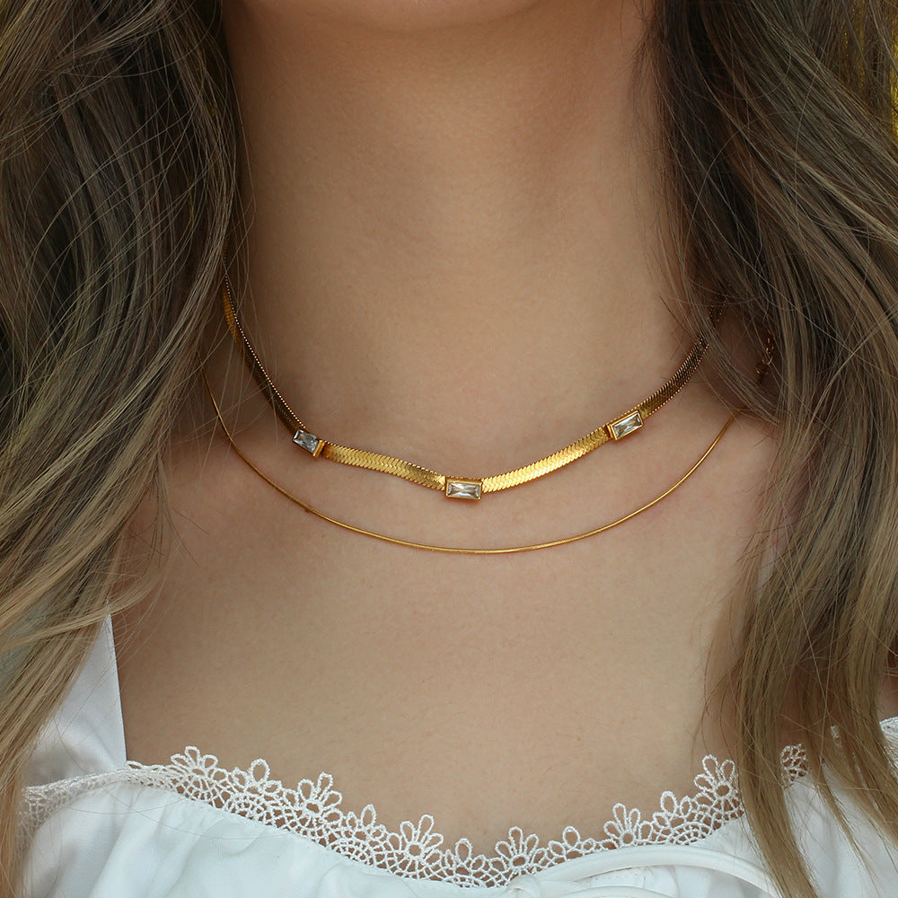 Eve Herringbone Ouro Colar