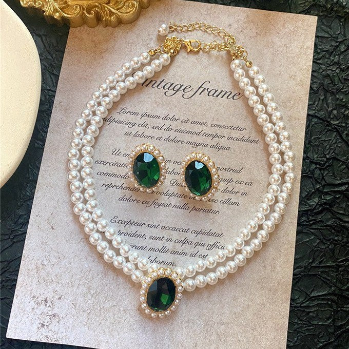 Imperial Pérola Esmeralda Conjunto de Joias