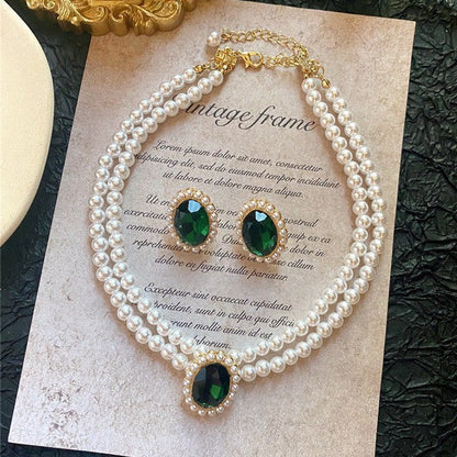 Imperial Pérola Esmeralda Conjunto de Joias